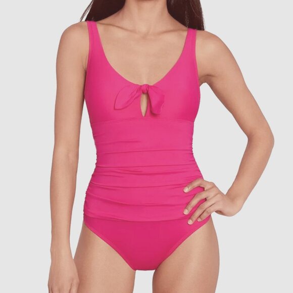Ralph Lauren Front-Tie Underwire Tummy-Control One-Piece Swimsuit - Picture 1 of 11